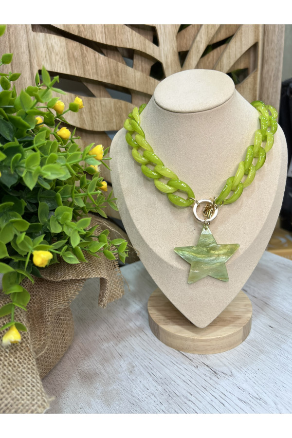 Collar Eslabon Estrella. NOVEDADES. Color: beige, verde pistacho, naranja |