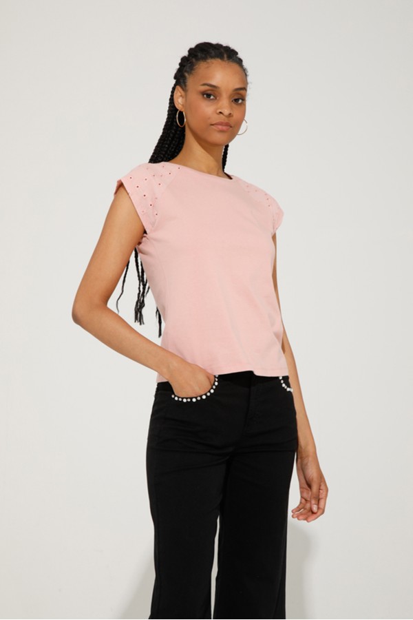 Camiseta Olenna. Camisetas. Color: rosa, blanco; Tallas: xs, s, m, l | Bambalinas