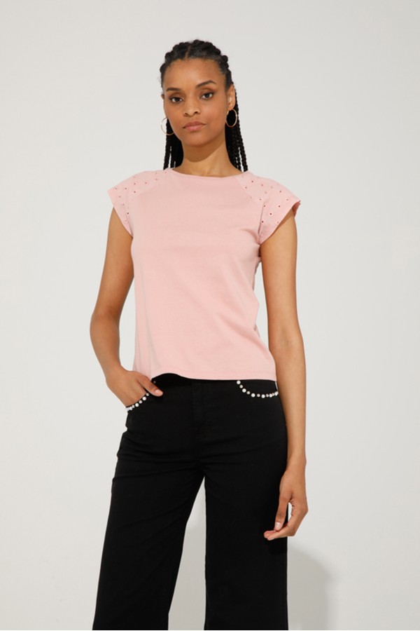 Camiseta Olenna. Camisetas. Color: rosa, blanco; Tallas: xs, s, m, l | Bambalinas