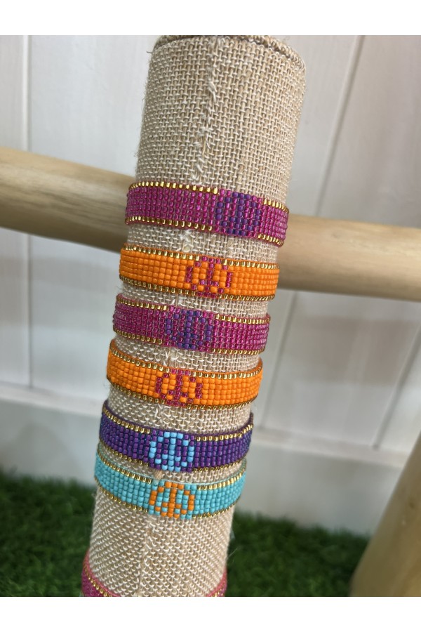 Pulsera Peace. Bisuteria. Color: fucsia, morado, azul cielo, naranja | Bambalinas