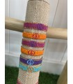 Pulsera Peace. Bisuteria. Color: fucsia, morado, azul cielo, naranja | Bambalinas