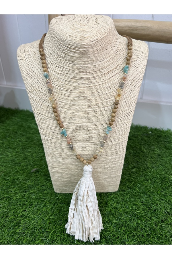 Colgante Borla Blanca. Bisuteria.  | Bambalinas Closet