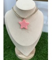 Colgante Rafia Estrella. Bisuteria. Color: mostaza, verde mint, azul cielo, rosa