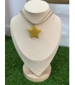 Colgante Rafia Estrella. Bisuteria. Color: mostaza, verde mint, azul cielo, rosa