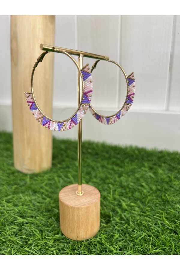 Pendientes Aros Abalorio. Bisuteria. Color: naranja, rosa, verde turquesa, blanco