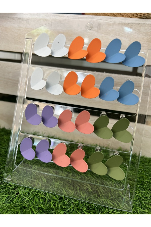 Pendientes Corazones Color. Bisuteria. Color: blanco, naranja, denim claro, lila