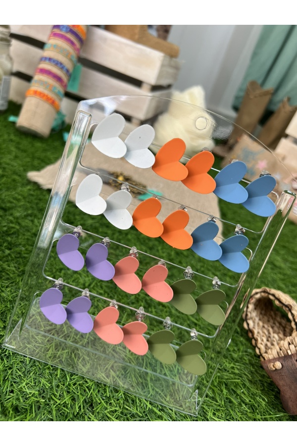 Pendientes Corazones Color. Bisuteria. Color: blanco, naranja, denim claro, lila