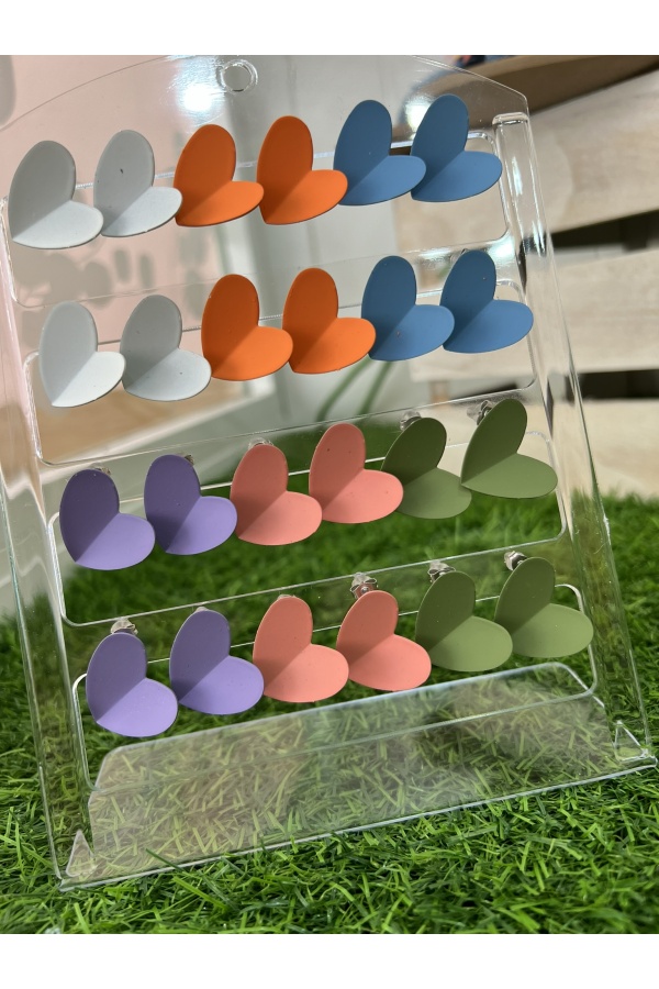 Pendientes Corazones Color. Bisuteria. Color: blanco, naranja, denim claro, lila