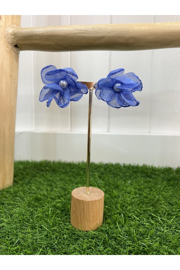 Pendientes Flor Perla. Bisuteria. Color: verde kaki, salmon, azul klein |