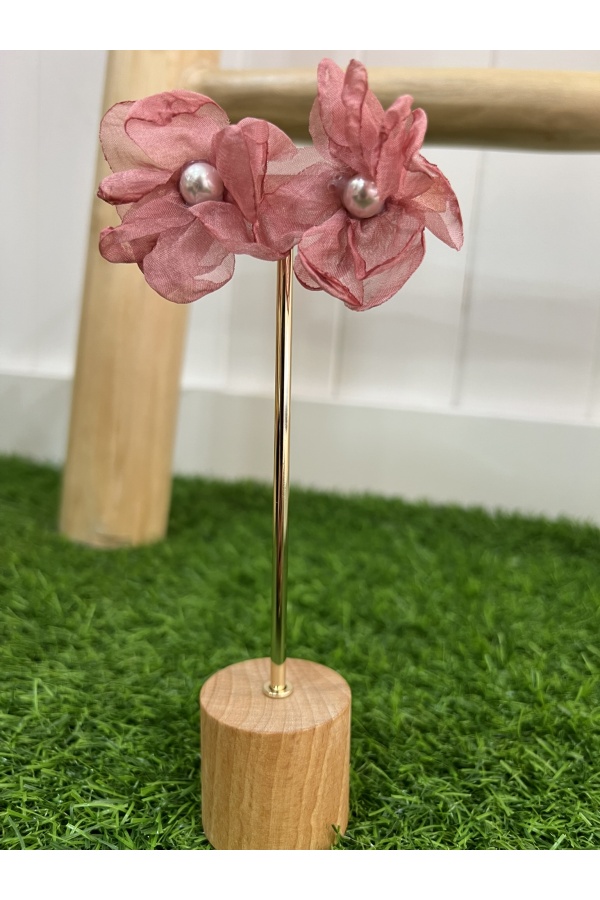 Pendientes Flor Perla. Bisuteria. Color: verde kaki, salmon, azul klein |