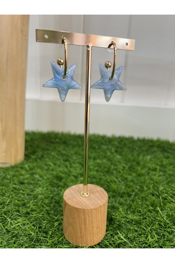 Pendientes Estrella Piercing Azul. Bisuteria.  | Bambalinas Closet