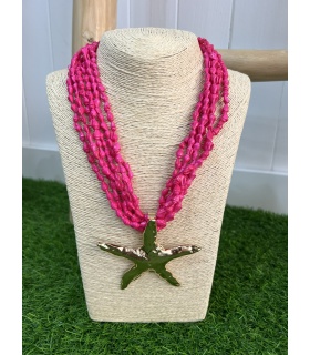 Collar Estrella Marina Fluor. Bisuteria. Color: naranja fluor, rosa flúor, verde
