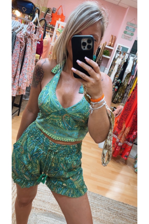 Conjunto Bali Short. NOVEDADES. Color: verde; Tallas: talla unica | Bambalinas