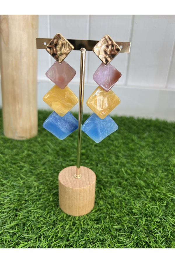 Pendientes Rombos Multicolor. Bisuteria.  | Bambalinas Closet