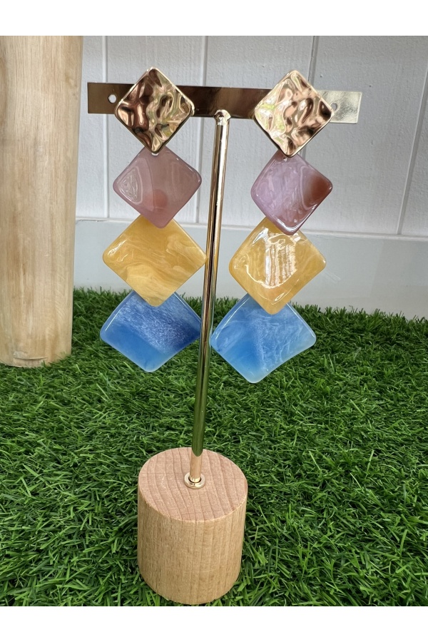 Pendientes Rombos Multicolor. Bisuteria.  | Bambalinas Closet