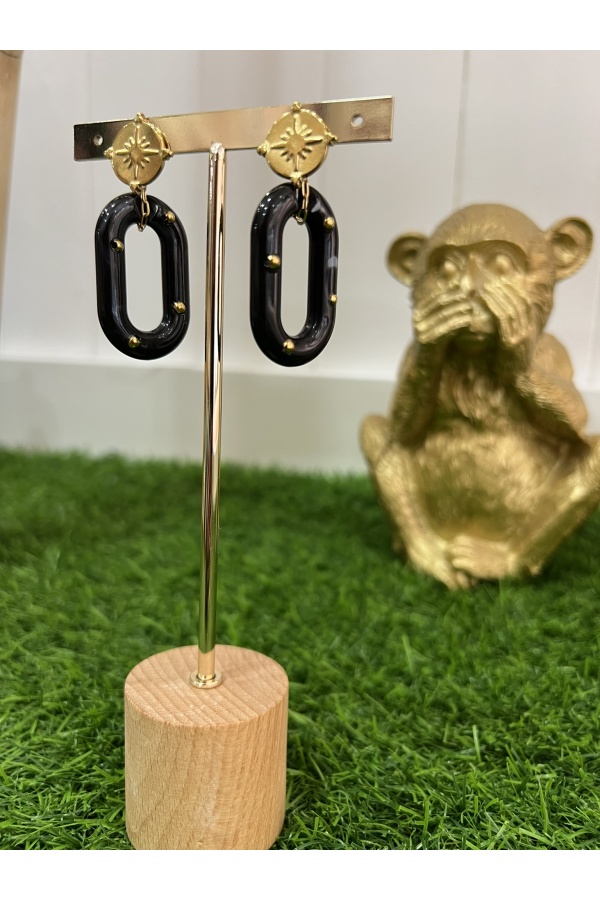 Pendientes Mara Negros. Bisuteria.  | Bambalinas Closet