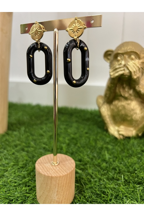 Pendientes Mara Negros. Bisuteria.  | Bambalinas Closet