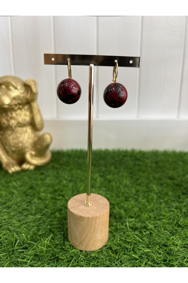 Pendientes Bola Print Burdeos. Bisuteria.  | Bambalinas Closet