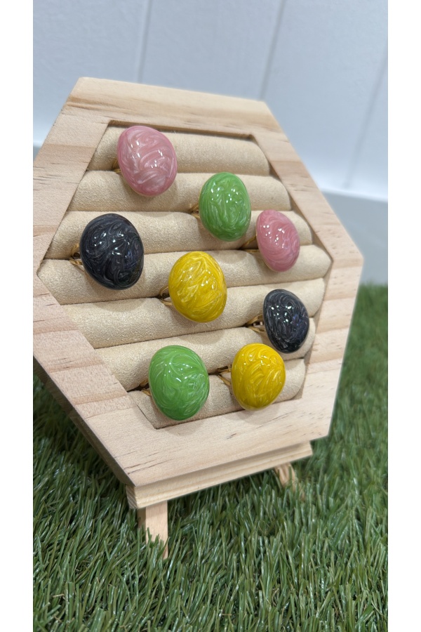 Anillo Piedra Natural. Bisuteria. Color: amarillo, verde, rosa, negro |