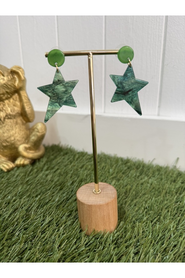 Pendientes Estrella Esmeralda. Bisuteria.  | Bambalinas Closet