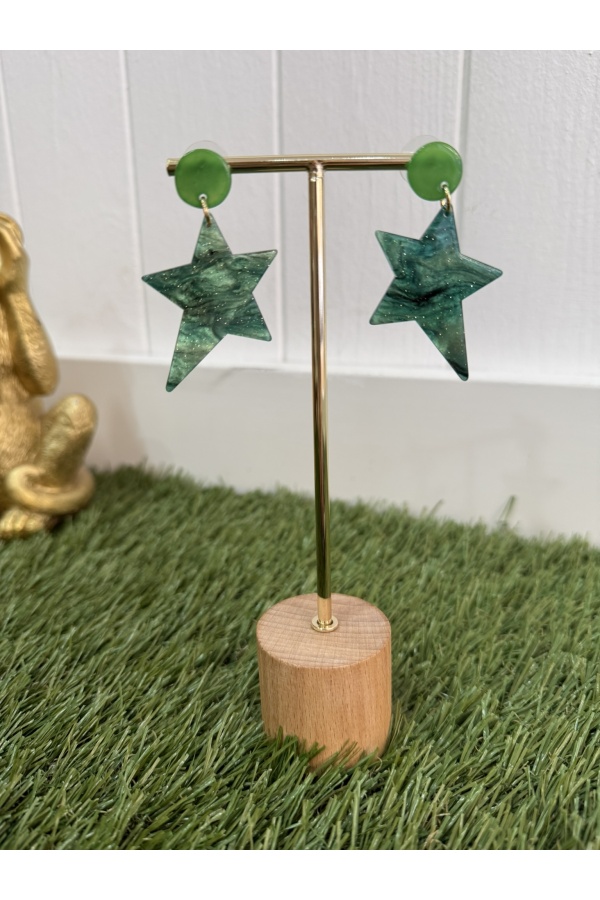 Pendientes Estrella Esmeralda. Bisuteria.  | Bambalinas Closet