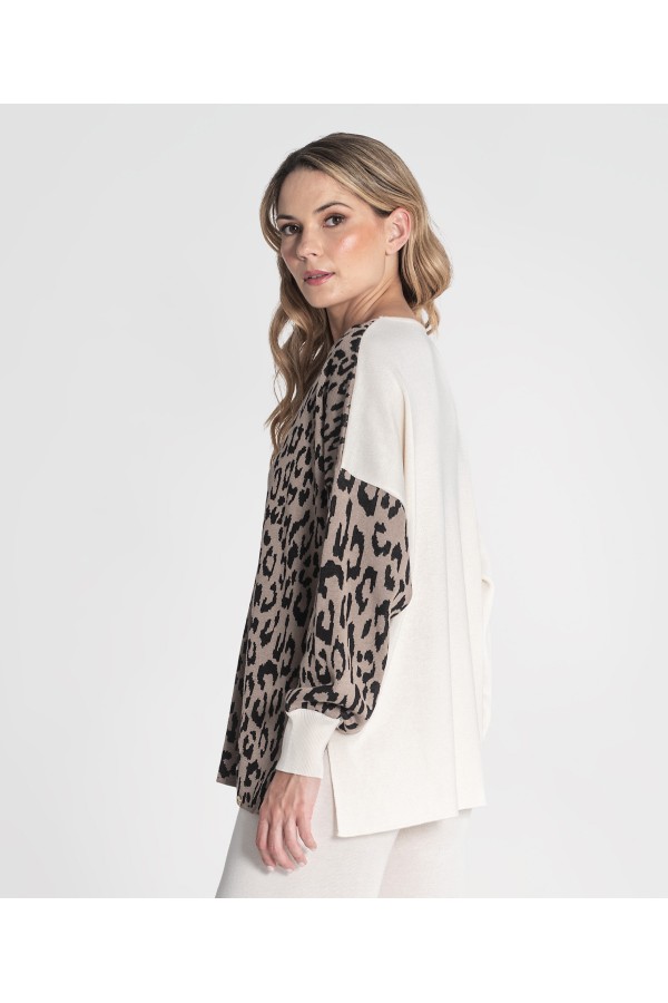 Sueter Animal Print Crudo. Sueters / Jersey. Tallas: s/m, xs/s | Bambalinas Closet