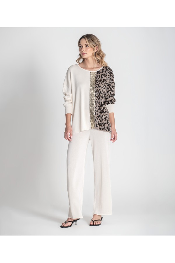 Sueter Animal Print Crudo. Sueters / Jersey. Tallas: s/m, xs/s | Bambalinas Closet