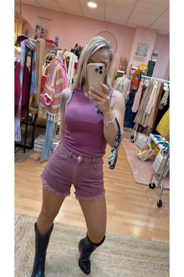 Short Italia Berenjena. Pantalones / Shorts BSB. Tallas: s, m, l, xs | Bambalinas