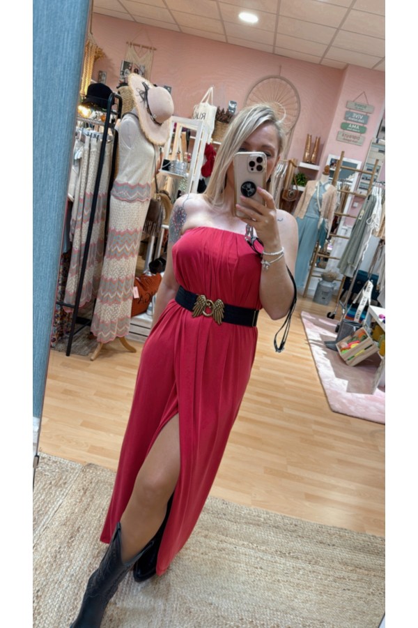 Vestido Chloe Cadena. Vestidos BSB. Color: rojo, negro, maquillaje; Tallas: xs