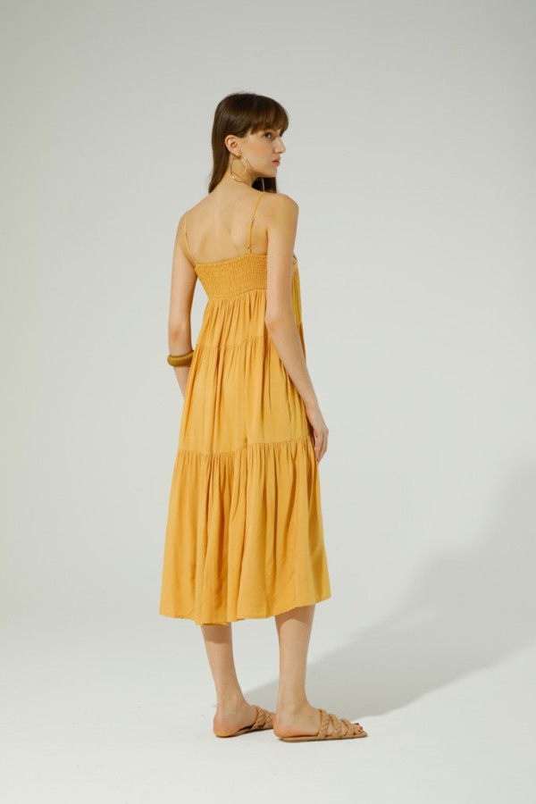 Vestido Galapagos. Vestidos. Color: blanco, mostaza; Tallas: s, m | Bambalinas