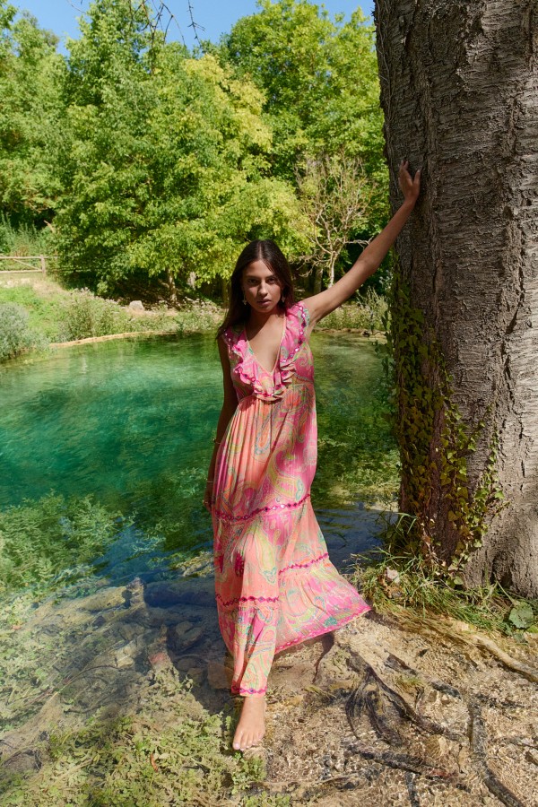 Vestido Bahamas Naranja Largo. Vestidos. Tallas: m, l, s | Bambalinas Closet