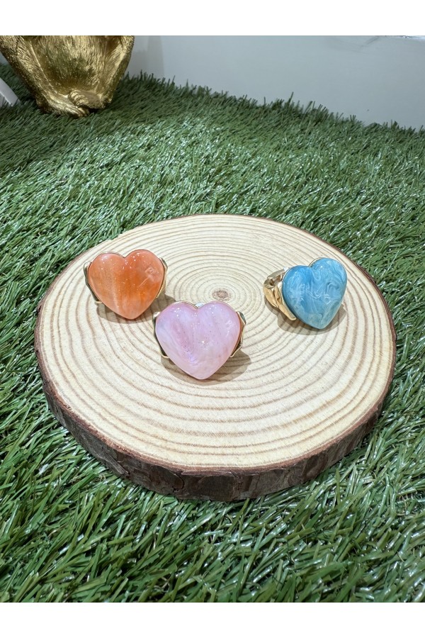 Anillo Corazon Elastico. Bisuteria. Color: blanco, morado, azul marino, rosa