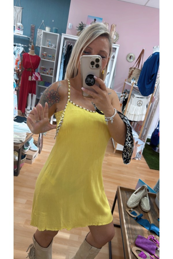 Vestido Makaki. Vestidos. Color: amarillo, verde turquesa, negro | Bambalinas