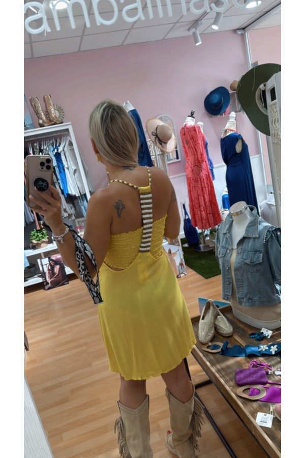 Vestido Makaki. Vestidos. Color: amarillo, verde turquesa, negro | Bambalinas