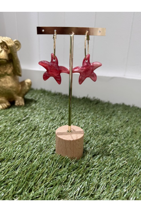 Pendiente Estrellita Mar Rojo. Bisuteria.  | Bambalinas Closet