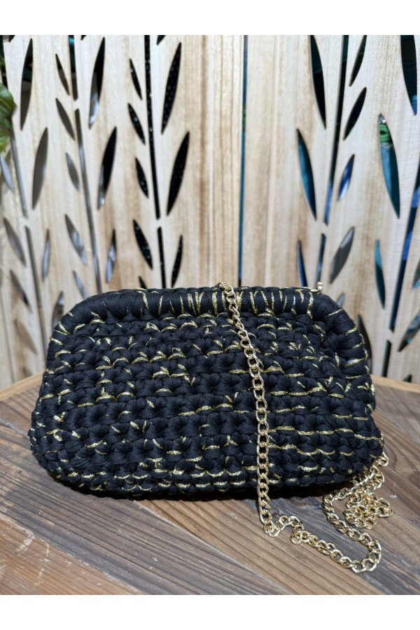 Bolso Tejido Negro Oro. Bolsos.  | Bambalinas Closet