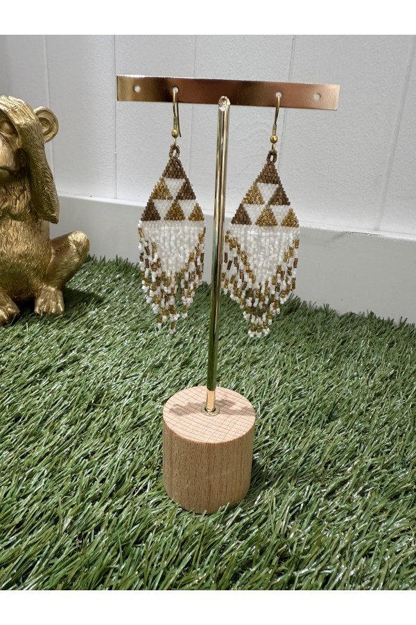 Pendientes Rombos Dorado Blanco. Bisuteria.  | Bambalinas Closet