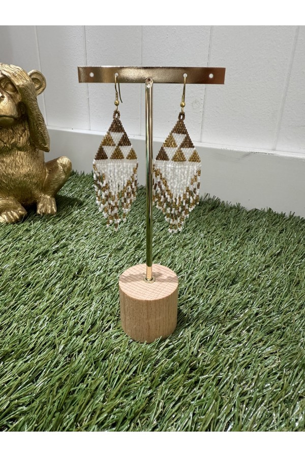 Pendientes Rombos Dorado Blanco. Bisuteria.  | Bambalinas Closet