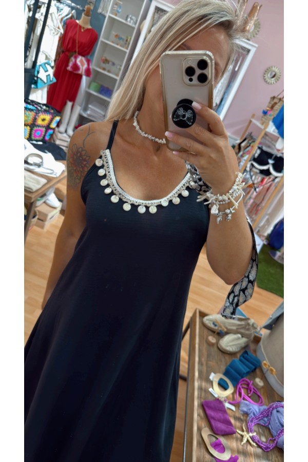 Vestido Sicilia. Vestidos. Color: turquesa, azul cielo, beige, negro; Tallas: