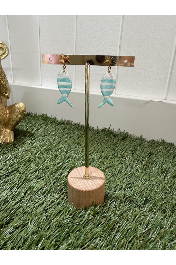 Pendientes Pececito Turquesa. Bisuteria.  | Bambalinas Closet