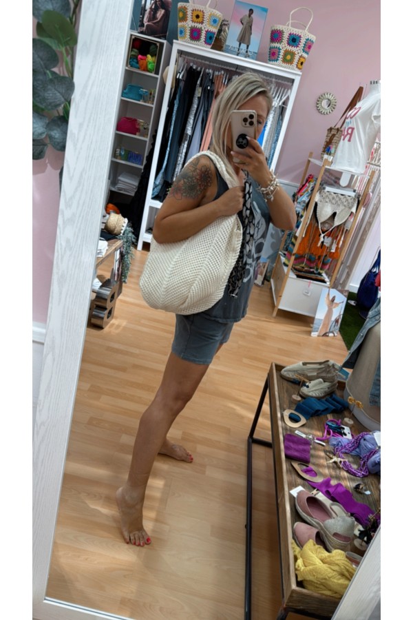 Bolso Ganchillo. Bolsos. Color: blanco roto, negro | Bambalinas Closet
