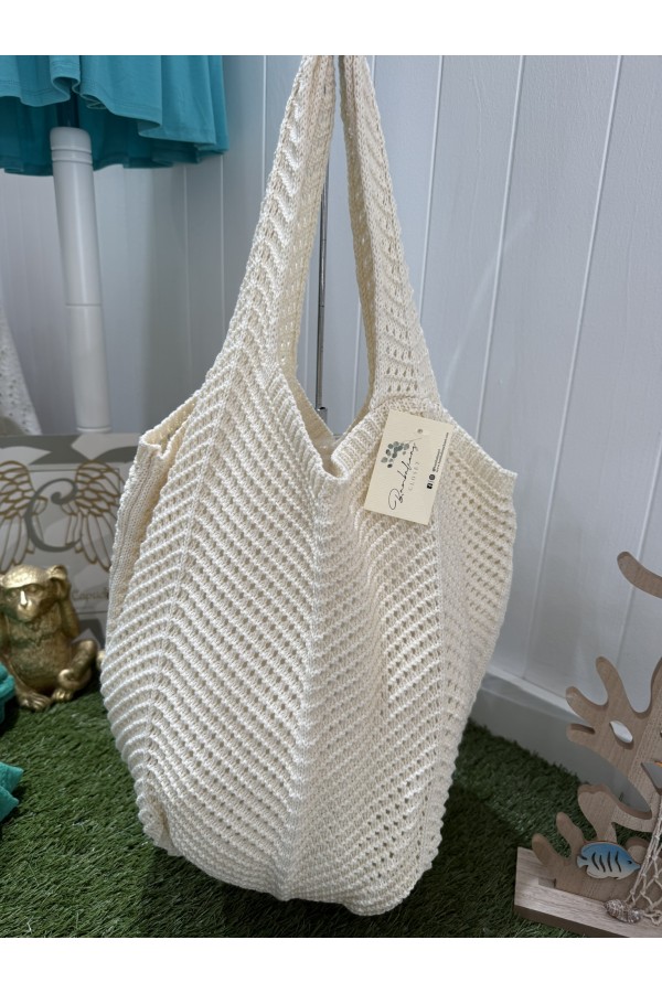 Bolso Ganchillo. Bolsos. Color: blanco roto, negro | Bambalinas Closet
