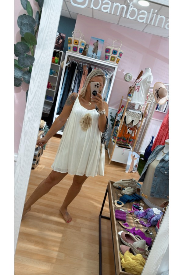 Vestido Bohol. Vestidos. Color: denim claro, blanco; Tallas: talla unica |