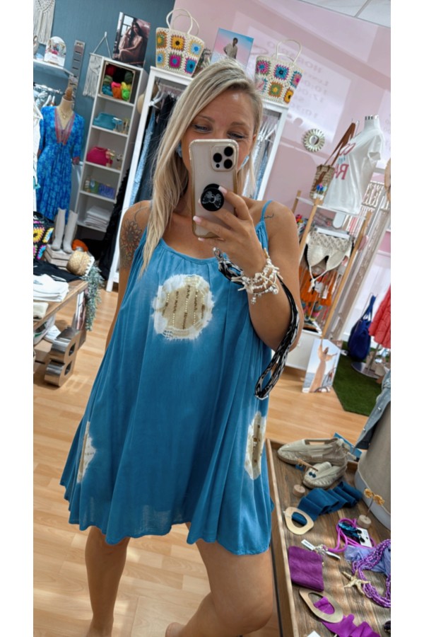 Vestido Bohol. Vestidos. Color: denim claro, blanco; Tallas: talla unica |