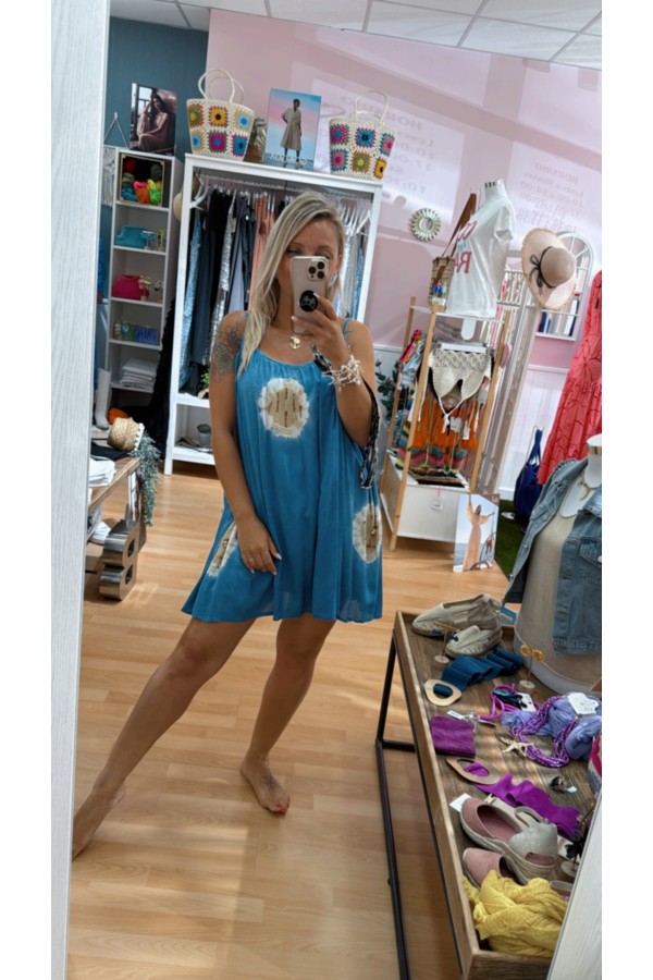 Vestido Bohol. Vestidos. Color: denim claro, blanco; Tallas: talla unica |