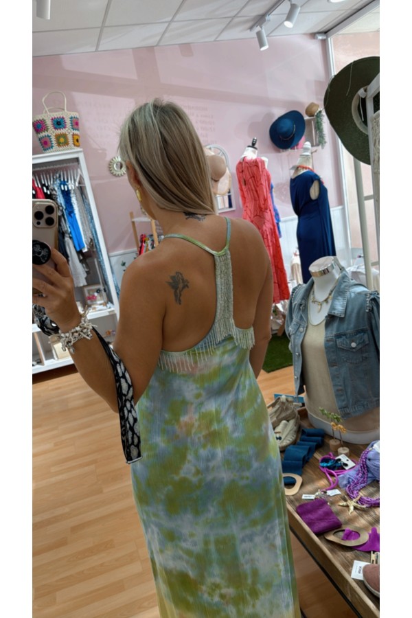 Vestido Perla. Vestidos. Color: verde lima, lila; Tallas: talla unica |
