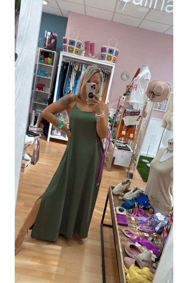 Vestido Cruz. Vestidos. Color: negro, amarillo pastel, verde kaki, rojo