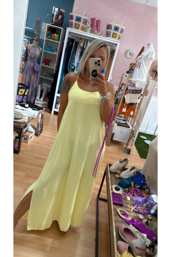 Vestido Cruz. Vestidos. Color: negro, amarillo pastel, verde kaki, rojo