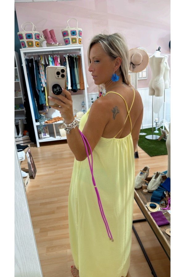 Vestido Cruz. Vestidos. Color: negro, amarillo pastel, verde kaki, rojo