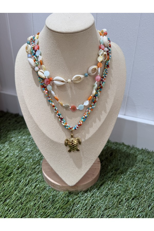 Collar Triple Tortuga. Bisuteria.  | Bambalinas Closet